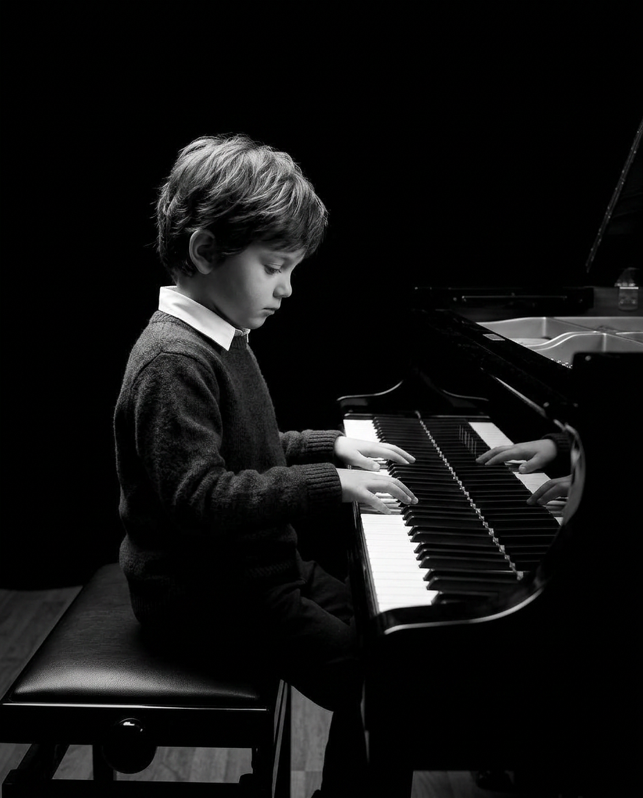 Young child playing piano